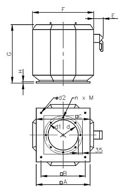 Габаритные размеры и исполнение Systemair DVV 630D4-6-K/F600